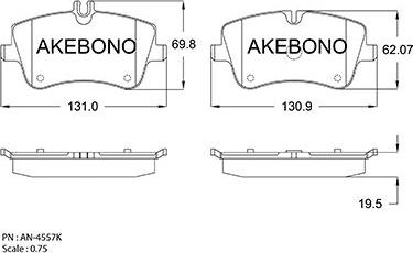 Akebono AN-4557K - Bremžu uzliku kompl., Disku bremzes autodraugiem.lv