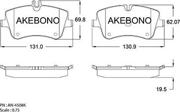 Akebono AN-4508K - Bremžu uzliku kompl., Disku bremzes autodraugiem.lv