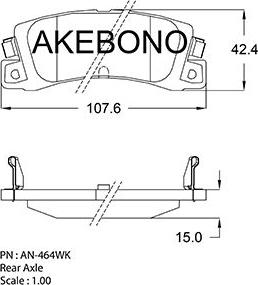 Akebono AN-464WK - Bremžu uzliku kompl., Disku bremzes autodraugiem.lv