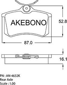 Akebono AN-4632K - Bremžu uzliku kompl., Disku bremzes autodraugiem.lv