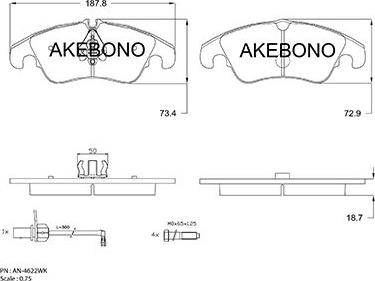 Akebono AN-4622WK - Bremžu uzliku kompl., Disku bremzes autodraugiem.lv