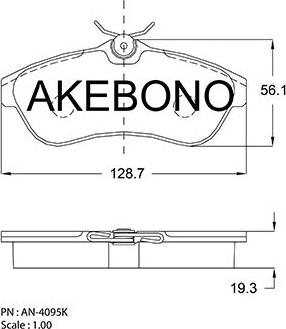 Akebono AN-4095KE - Bremžu uzliku kompl., Disku bremzes autodraugiem.lv