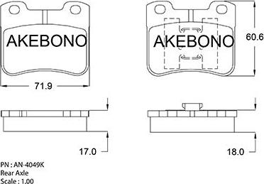 Akebono AN-4049KE - Bremžu uzliku kompl., Disku bremzes autodraugiem.lv