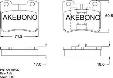 Akebono AN-4049K - Bremžu uzliku kompl., Disku bremzes autodraugiem.lv