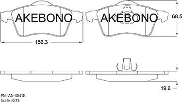 Akebono AN-4041KE - Bremžu uzliku kompl., Disku bremzes autodraugiem.lv