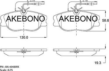 Akebono AN-4048WKE - Bremžu uzliku kompl., Disku bremzes autodraugiem.lv