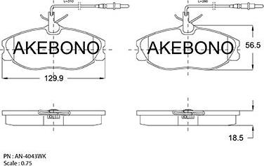 Akebono AN-4043WKE - Bremžu uzliku kompl., Disku bremzes autodraugiem.lv