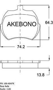 Akebono AN-4047KE - Bremžu uzliku kompl., Disku bremzes autodraugiem.lv