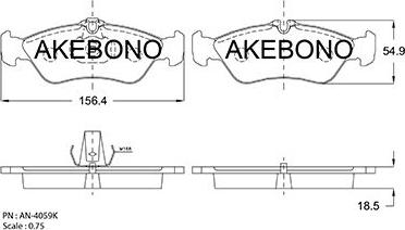 Akebono AN-4059K - Bremžu uzliku kompl., Disku bremzes autodraugiem.lv