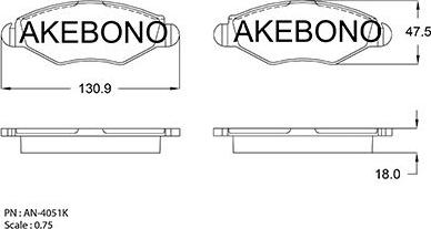 Akebono AN-4051KE - Bremžu uzliku kompl., Disku bremzes autodraugiem.lv