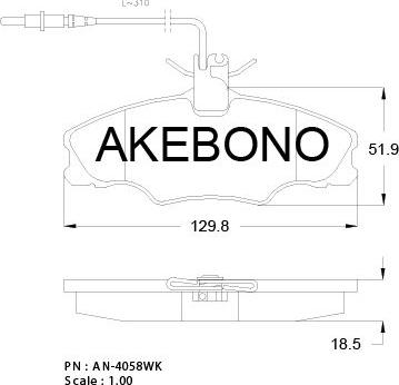 Akebono AN-4058WKE - Bremžu uzliku kompl., Disku bremzes autodraugiem.lv