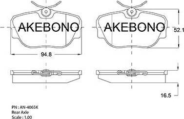 Akebono AN-4065K - Bremžu uzliku kompl., Disku bremzes autodraugiem.lv