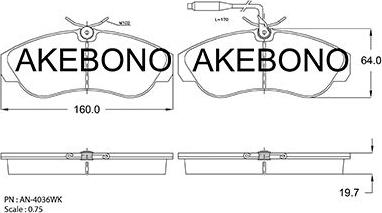 Akebono AN-4063WKE - Bremžu uzliku kompl., Disku bremzes autodraugiem.lv