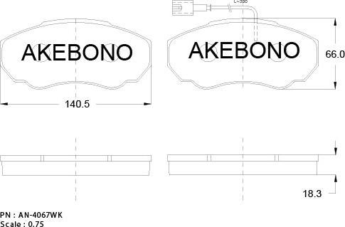 Akebono AN-4067WKE - Bremžu uzliku kompl., Disku bremzes autodraugiem.lv