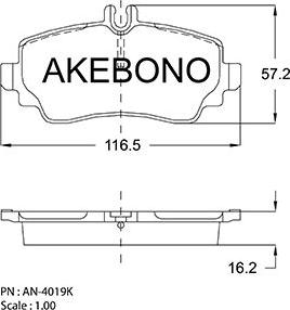 Akebono AN-4019KE - Bremžu uzliku kompl., Disku bremzes autodraugiem.lv