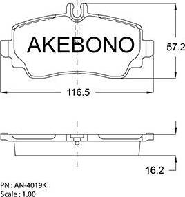 Akebono AN-4019K - Bremžu uzliku kompl., Disku bremzes autodraugiem.lv