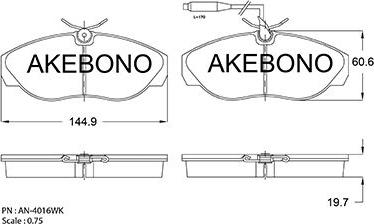 Akebono AN-4016WKE - Bremžu uzliku kompl., Disku bremzes autodraugiem.lv