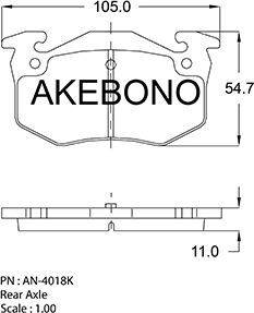 Akebono AN-4018K - Bremžu uzliku kompl., Disku bremzes autodraugiem.lv