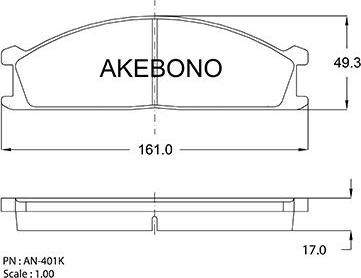 Akebono AN-401KE - Bremžu uzliku kompl., Disku bremzes autodraugiem.lv