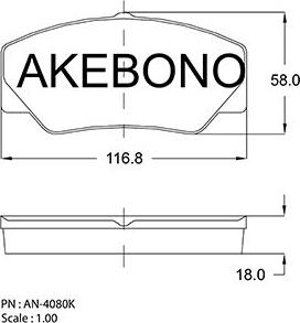 Akebono AN-4080KE - Bremžu uzliku kompl., Disku bremzes autodraugiem.lv