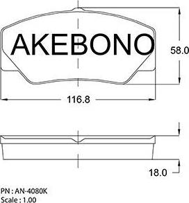 Akebono AN-4080K - Bremžu uzliku kompl., Disku bremzes autodraugiem.lv