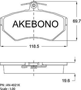 Akebono AN-4021K - Bremžu uzliku kompl., Disku bremzes autodraugiem.lv