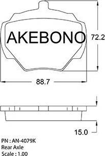 Akebono AN-4079K - Bremžu uzliku kompl., Disku bremzes autodraugiem.lv