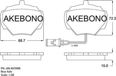 Akebono AN-4079WKE - Bremžu uzliku kompl., Disku bremzes autodraugiem.lv