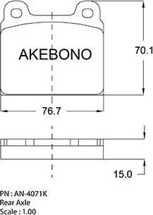 Akebono AN-4071K - Bremžu uzliku kompl., Disku bremzes autodraugiem.lv