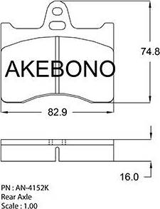 Akebono AN-4152K - Bremžu uzliku kompl., Disku bremzes autodraugiem.lv