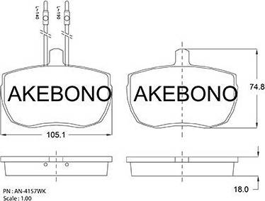 Akebono AN-4157WK - Bremžu uzliku kompl., Disku bremzes autodraugiem.lv