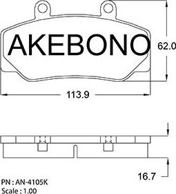 Akebono AN-4105KE - Bremžu uzliku kompl., Disku bremzes autodraugiem.lv