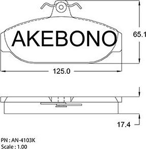 Akebono AN-4103KE - Bremžu uzliku kompl., Disku bremzes autodraugiem.lv