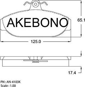 Akebono AN-4103K - Bremžu uzliku kompl., Disku bremzes autodraugiem.lv