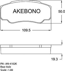 Akebono AN-4102K - Bremžu uzliku kompl., Disku bremzes autodraugiem.lv