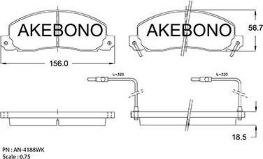 Akebono AN-4188WK - Bremžu uzliku kompl., Disku bremzes autodraugiem.lv