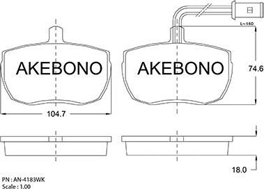Akebono AN-4183WKE - Bremžu uzliku kompl., Disku bremzes autodraugiem.lv