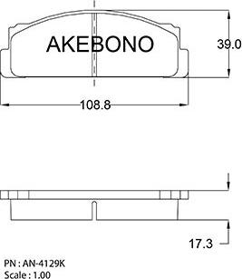 Akebono AN-4129KE - Bremžu uzliku kompl., Disku bremzes autodraugiem.lv