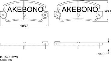 Akebono AN-4121WKE - Bremžu uzliku kompl., Disku bremzes autodraugiem.lv