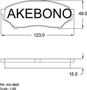 Akebono AN-486K - Bremžu uzliku kompl., Disku bremzes autodraugiem.lv