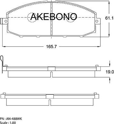 Akebono AN-488WK - Bremžu uzliku kompl., Disku bremzes autodraugiem.lv