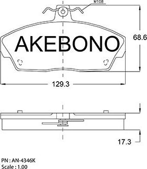 Akebono AN-4346KE - Bremžu uzliku kompl., Disku bremzes autodraugiem.lv