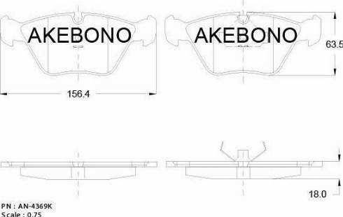 Akebono AN-4369K - Bremžu uzliku kompl., Disku bremzes autodraugiem.lv