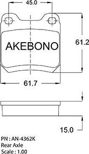 Akebono AN-4362KE - Bremžu uzliku kompl., Disku bremzes autodraugiem.lv