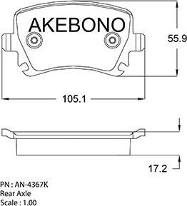 Akebono AN-4367KE - Bremžu uzliku kompl., Disku bremzes autodraugiem.lv