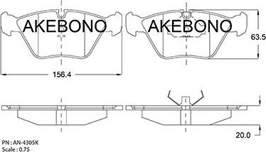Akebono AN-4305KE - Bremžu uzliku kompl., Disku bremzes autodraugiem.lv
