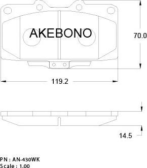 Akebono AN-430WKE - Bremžu uzliku kompl., Disku bremzes autodraugiem.lv