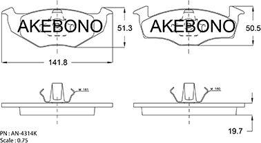 Akebono AN-4314KE - Bremžu uzliku kompl., Disku bremzes autodraugiem.lv