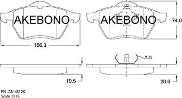 Akebono AN-4312KE - Bremžu uzliku kompl., Disku bremzes autodraugiem.lv