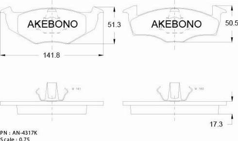 Akebono AN-4317KE - Bremžu uzliku kompl., Disku bremzes autodraugiem.lv